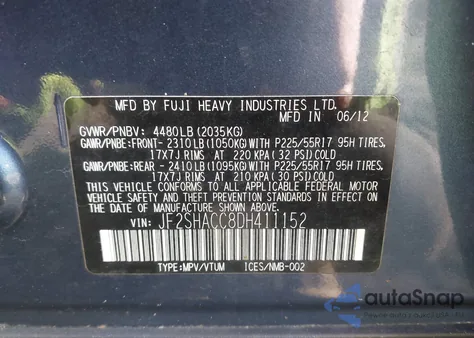 2013 Subaru Forester 2.5X Premium z USA, uszkodzony, nr VIN JF2SHACC8DH411152